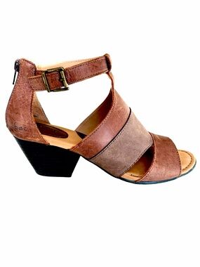 b.o.c Brown Leather Strappy Heel Sandals